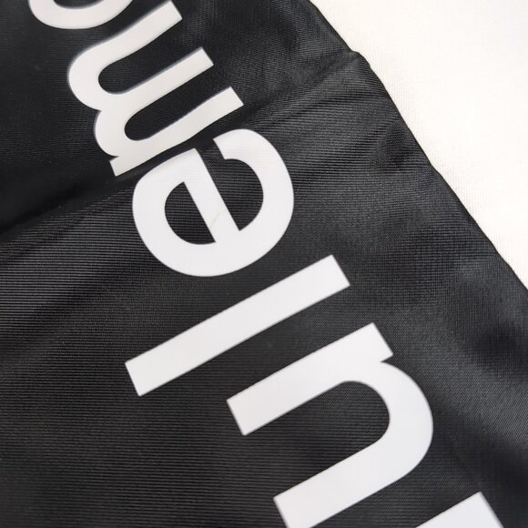 Lululemon Top Drawstring Black Bag Shoes Gym Clothes White Logo Storage Dust - Picture 3 of 8